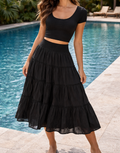 Jupon long noir Pimkie – esprit bohème, longueur mi-mollet