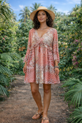 🌸 Robe Zara bohème fluide – Tons abricot & corail